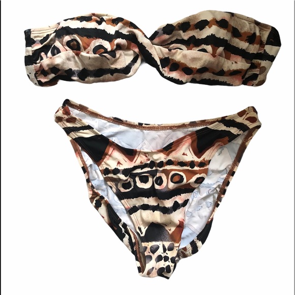 BCBGMaxAzria Tribal print strapless twist bikini L - Picture 3 of 7